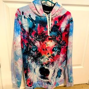 iEDM Wolf Print Hoodie - Medium (mens sizing), gently worn, great condition